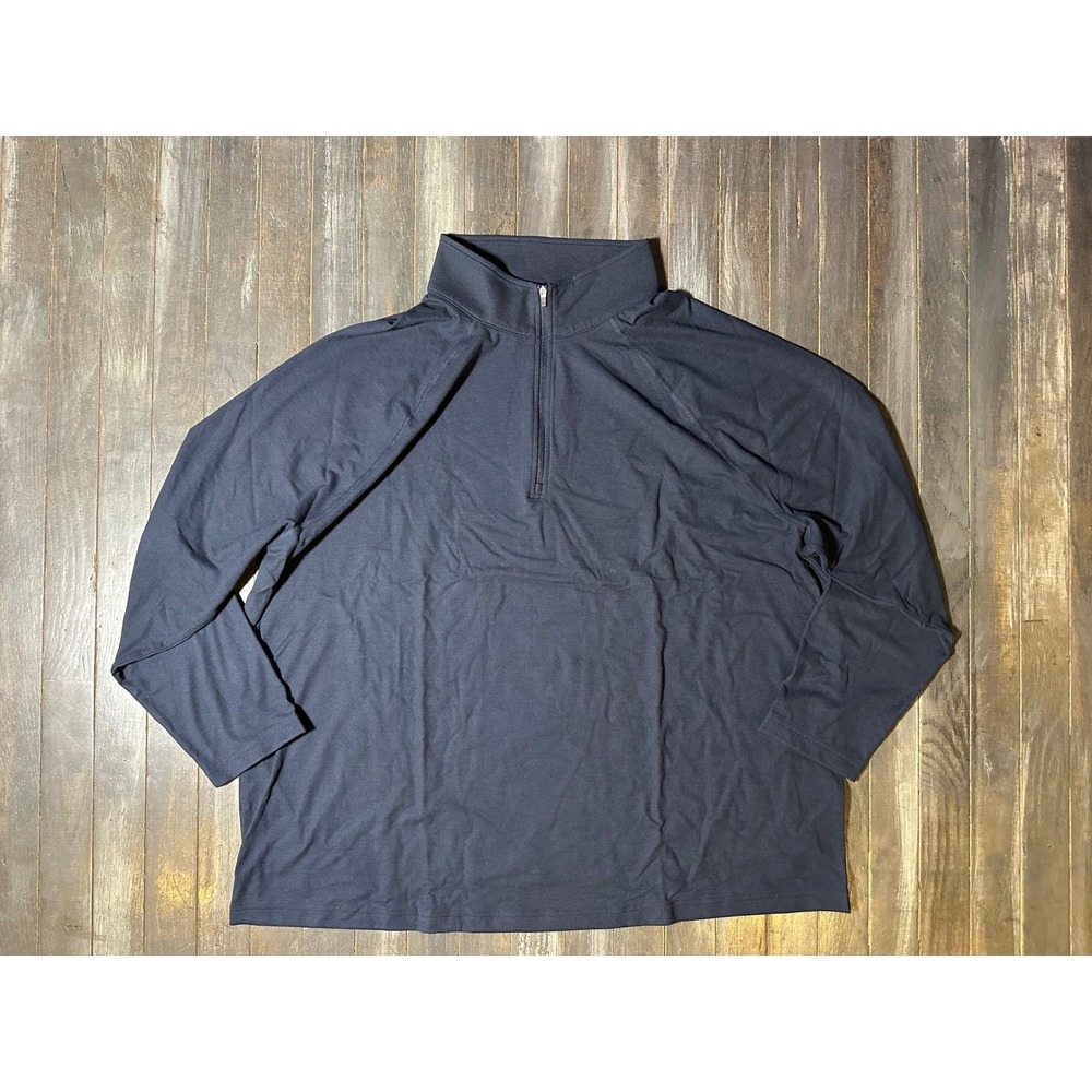 Fresh Clean Treads Mens Tech 1/2 Zip Pullover Navy Blue Long Sleeve Shirt‎